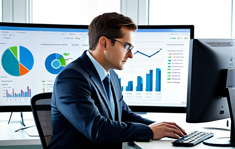 Financial Analyst at Work**
"A professional financial analyst, fully clothed in a modest business suit, analyzing data on a computer screen in a modern office setting. The office is bright and clean, with charts and graphs visible in the background. Appropriate attire, safe for work, perfect anatomy, natural proportions, professional, family-friendly, high quality image."
**