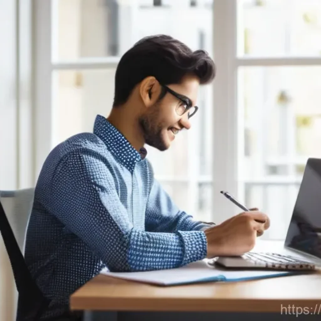 CFA 시험 응시료 절약법 - A focused young professional, perhaps in their late twenties, sits at a modern, clean desk in a brig...